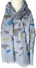 Animal Print Scarf Ladies Grey