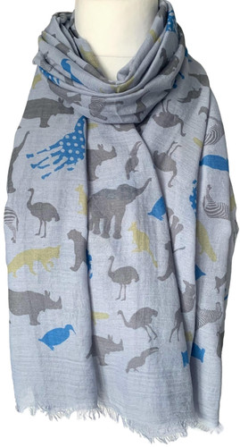 Animal print scarf - ladies, grey
