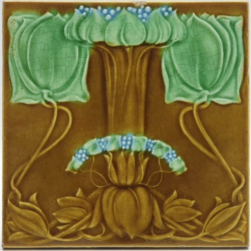 Art nouveau fireplace tile - fireplace,