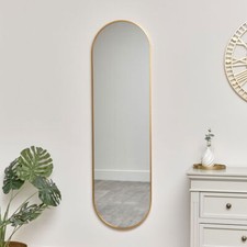 Gold Oval Framed Wall Mirror 140cm x 40cm thin framed minimal modern decor