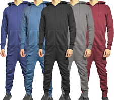 Mens Snuggle Warm Soft Fleece Hooded Zip 1Onesie All In One Jumpsuit Pyjamas UK