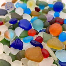 Rare Sea Glass 35 Pieces Devon Coast 1cm-2cm Turquoise, Blue, Red, Marbles