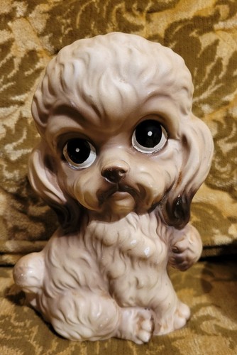 Vtg big eyed poodle dog - eyed,