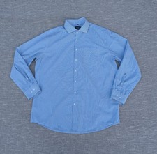 Seidensticker Mens Blue White Striped Long Sleeve Button Down Dress Shirt XL