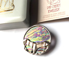 Vintage Pat Cheney Large Pendant Sterling Silver Brooch John Ditchfield Glass