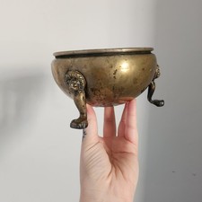 Antique brass flower pot tabel - antique,