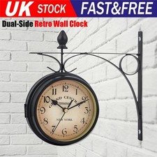 Outdoor Garden Paddington Station Wall Clock Double Sided Outside Bracket Round