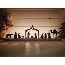 Metal Nativity Scene with Wooden Base Collection Nativity Scene Nativity Sets