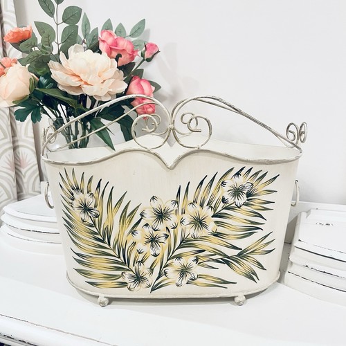 Vtg metal toleware handpainted - vtg,