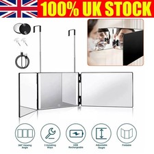 LED 3 Way Mirror for Self Hair Cutting 360° Barber Trifold Mirror Makeup Mirror