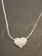 Swarovski Silver Tone Necklace With Heart Pendent Encrusted With  Crystals 38cm