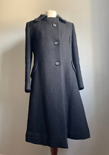 VINTAGE PURE NEW WOOL COAT 10 12 DERETA long line black smart victorian Aline