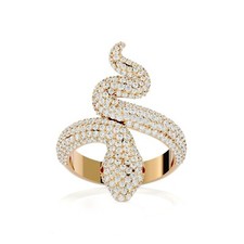 2.10Ct Round Cut Created Diamond Wedding Snake  Ring in 14K Yellow Gold Plated