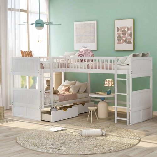 Shaped twin size bunk bed - size,