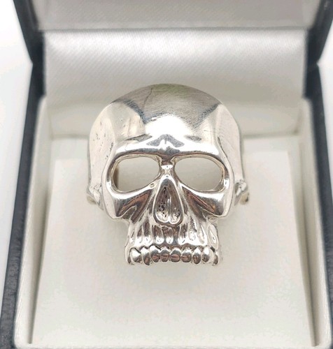 Sterling silver skull ring - sterling,