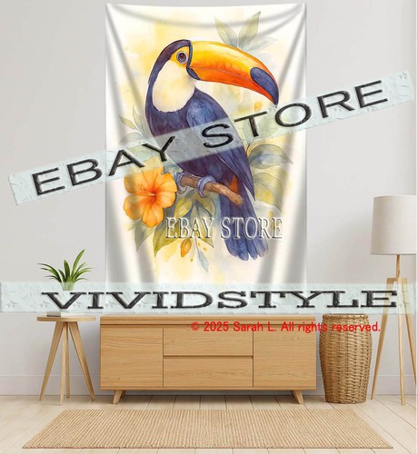 Watercolor bird tapestry - bird,