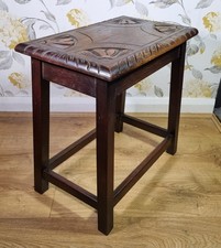 Vintage 40s CC41 Utility Small Oak Table Plant Stand Stool Arts & Crafts Style