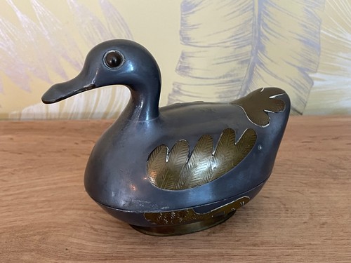 Vintage pewter duck shaped