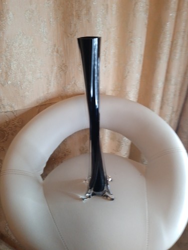 Vintage black glass bud - bud, vase