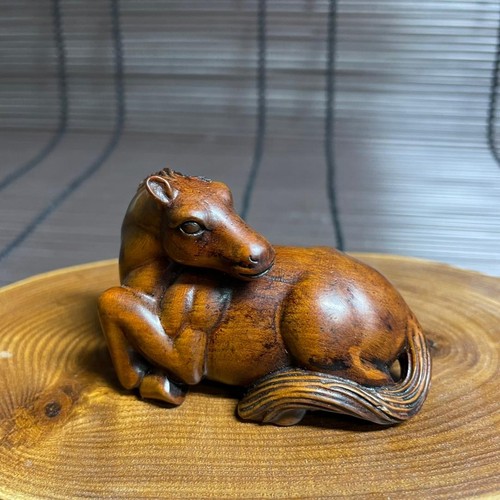 Wooden inch netsuke horse - wooden,