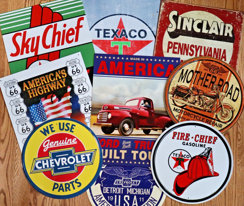 Vintage automotive metal signs - vintage,