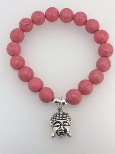 Pink bead bracelet with buddha - bead,