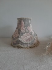 Grey Floral Lampshade shabby chic prop bell tassel table light medium shade Rose