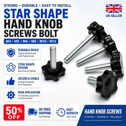Carbon steel hand knob screws - steel,