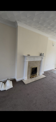 White beige fireplace - &,