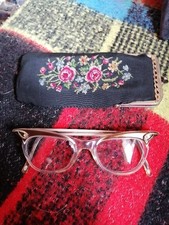 Original 1950s Cat Eye Bi-Focal Glasses I Very Good Cond W Case, Tight Hinges.