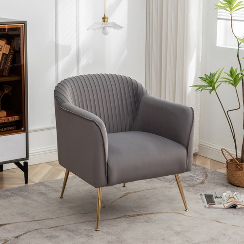 Velvet accent chair with metal - with,