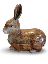 Ceramic Vintage French Rabbit Tureen or Pate Dish by Michel Caugant.Easter Ready