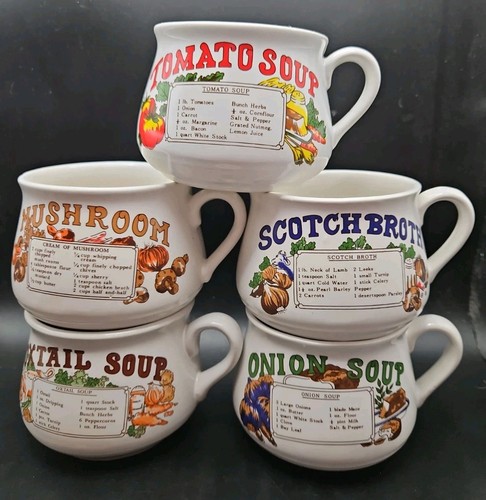 Vintage recipe soup bowls - x,