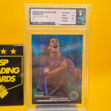Ronaldinho Barcelona Brazil Topps SCC 22-23 Blue Prism Refractor TFG Slab 8