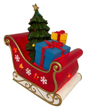 Christmas LED Light Up Santa Sleigh Resin Ornament Tree Gifts Decor - C86 O908