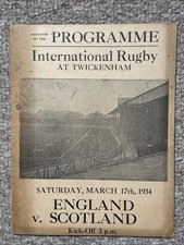 England v. Scotland 1934 Rugby International Programme Twickenham