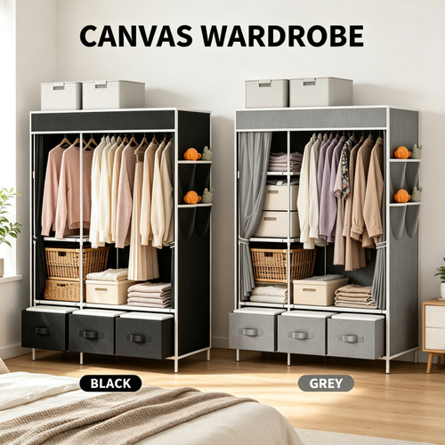 Fabric canvas wardrobe with - wardrobe,