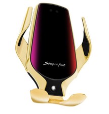 R3 Smart Sensor Simple Fast Automatic Wireless Car Charger 10W Phone Holder Gold