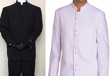 Banded Collar Suit/Mandarin Collar/Nehru Suit/ Church Pastor Suit with Pants 