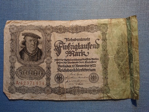 Old reichsbanknote fifty - old,