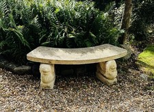 Solid Stone Garden Bench Vintage Outdoor Furniture
