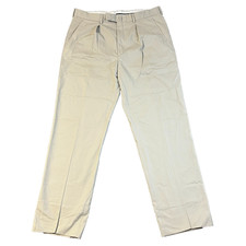 Mens Straight Leg Dress Trousers W36 L32 Beige 100% Cotton Ede & Ravenscroft