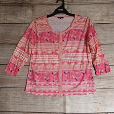 Berlin Cardigan ~ Size L Women's ~ Pink Flamingo 3/4 Sleeve Lightweight Button