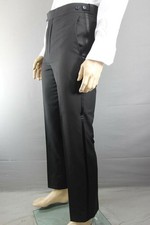 BRAND NEW BLACK FORMALWEAR SATIN STRIPE DINNER SUIT TROUSERS: WAIST 30 - 50 INCH