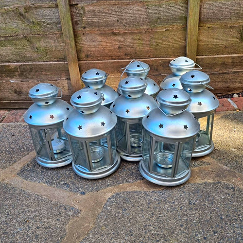 Ikea silver metal glass - metal,