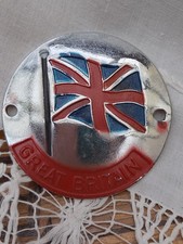 1960's Chrome Great Britain Union Jack Car Badge Enamel Painted