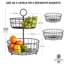 Two Tier Fruit Basket Stand for Storing & Organizing Vegetables, Eggs, etc