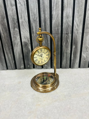 Vintage brass desk clock - brass,