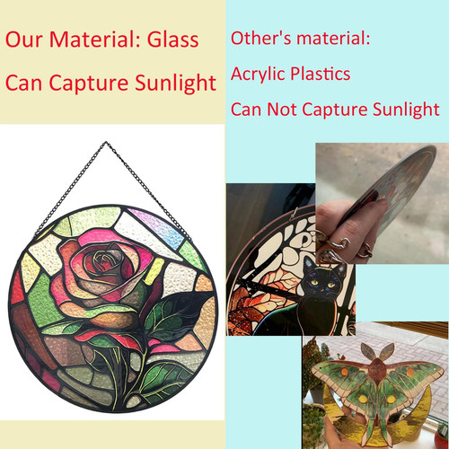 Rose stained glass sun - rose, catcher