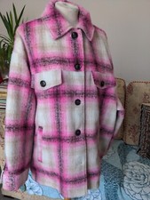 ZARA WOMANS PINK-WHITE PLAID SHACKET XXL BLOGGER FAVE